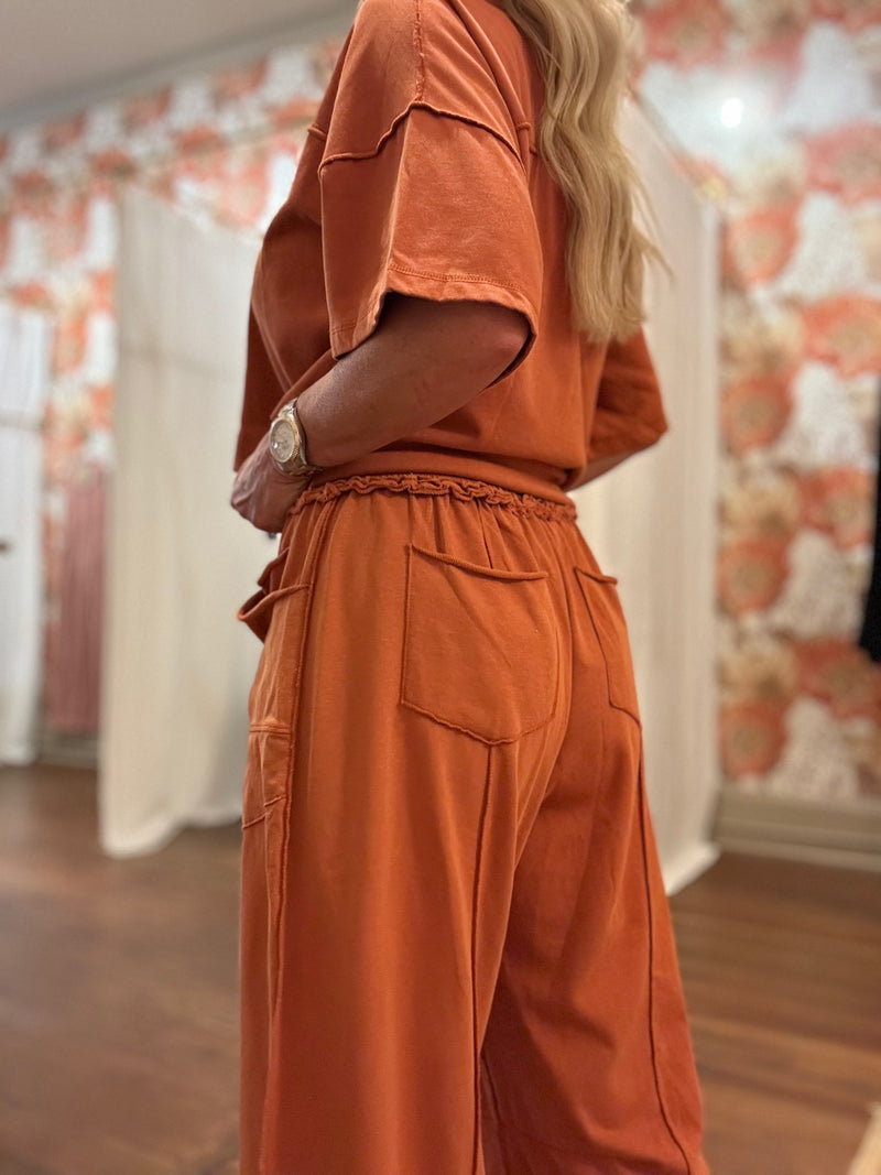 Reverse Stitch Barrel Pants + Top Set