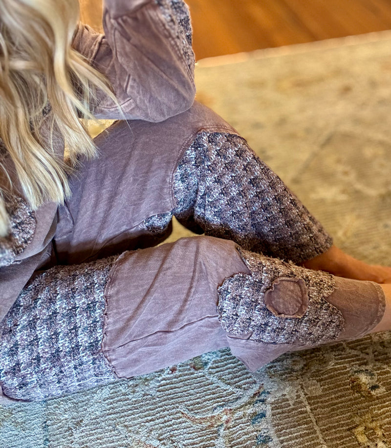 Plaid Daisy Patch Wide Leg Pants
