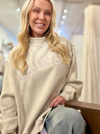 Embroidered Georgia Mock Neck Sweatshirt