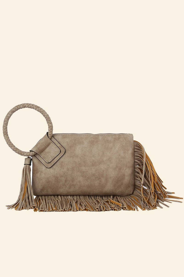 Fringe Wristlet Bag | Stone