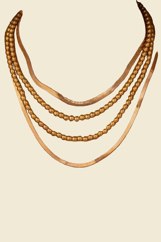Herringbone + Ball Chain Necklace Set