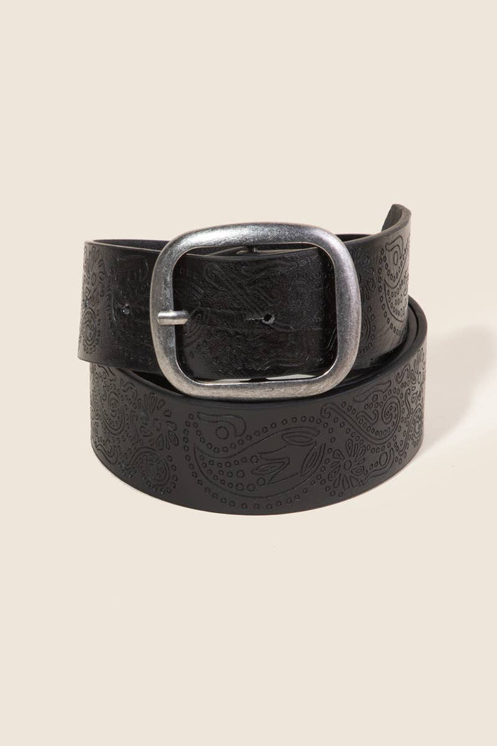 Floral Etched Belt | Black