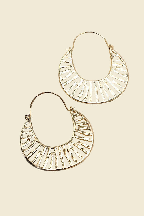 Lined Cresent Hoop Earrings