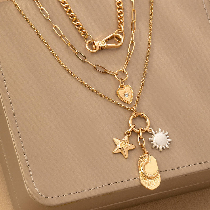 Star + Moon Charm Necklace