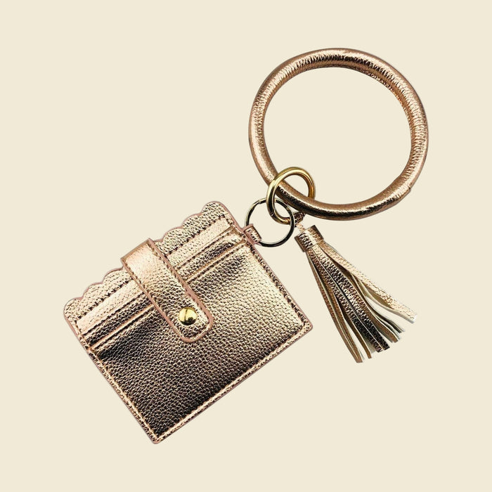 Scalloped Key Chain Card Holder | Rose Gold