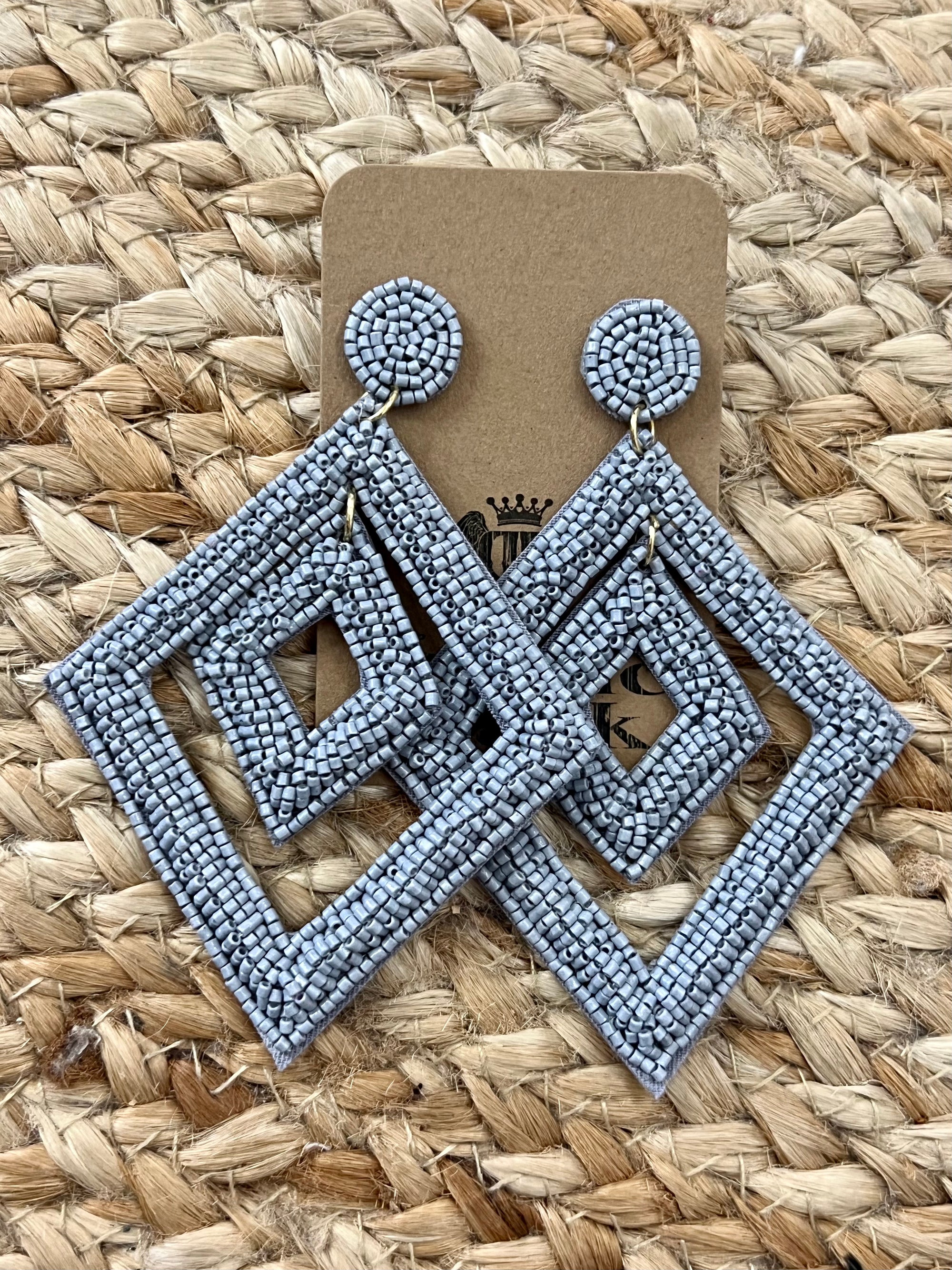 Double Rhombus Earrings in Grey