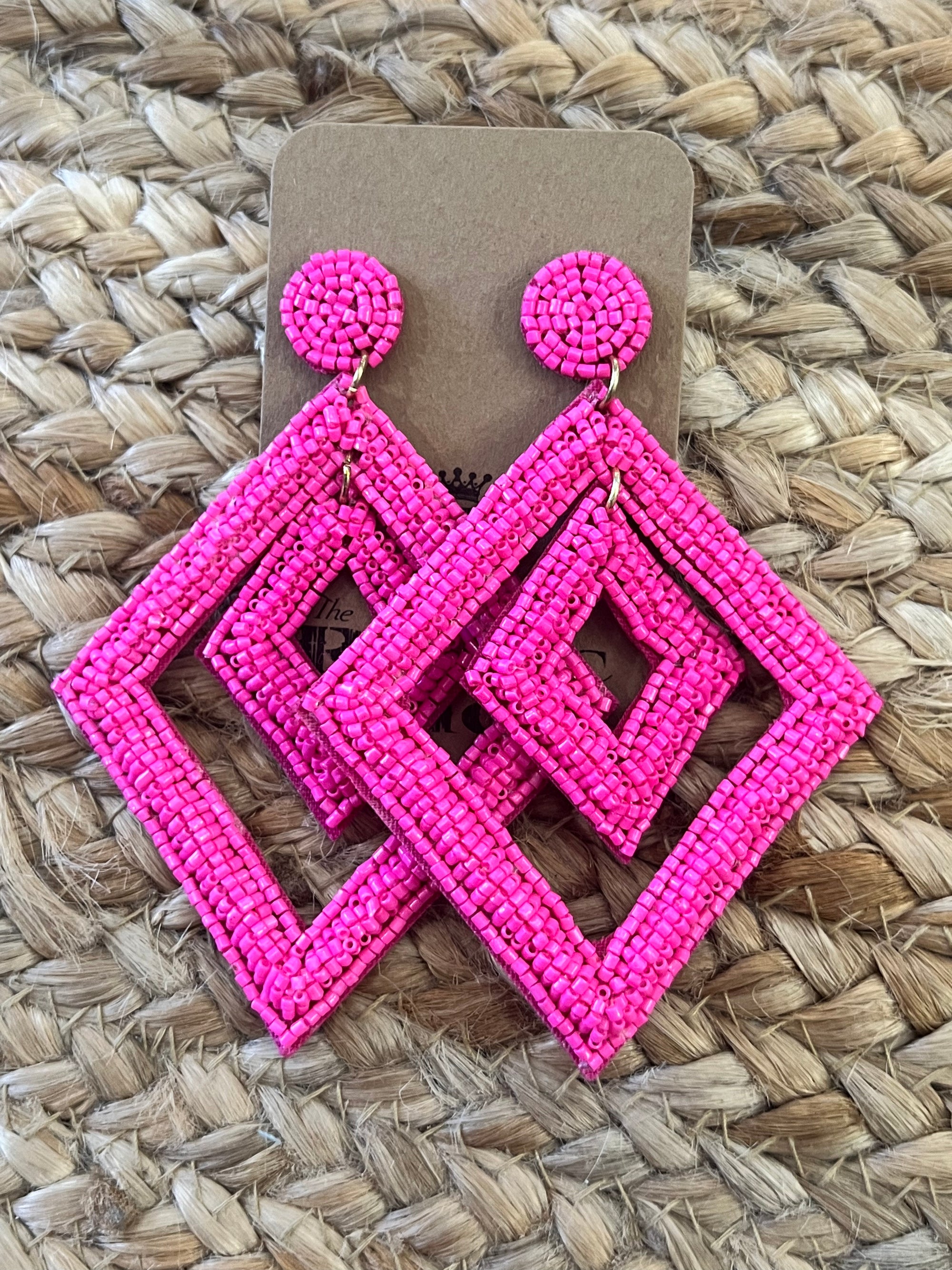 Double Rhombus Earrings in Pink