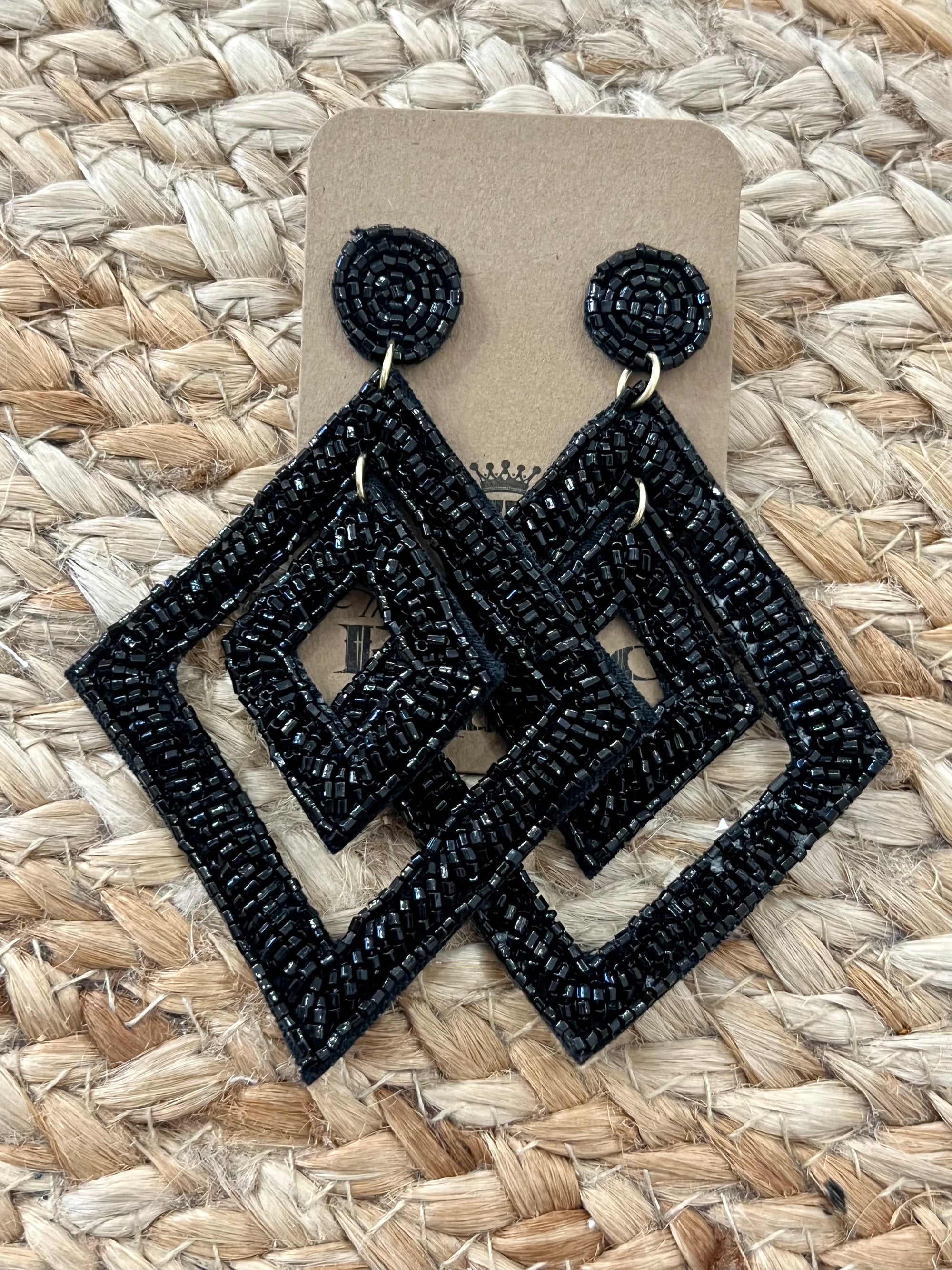Double Rhombus Earrings in Black