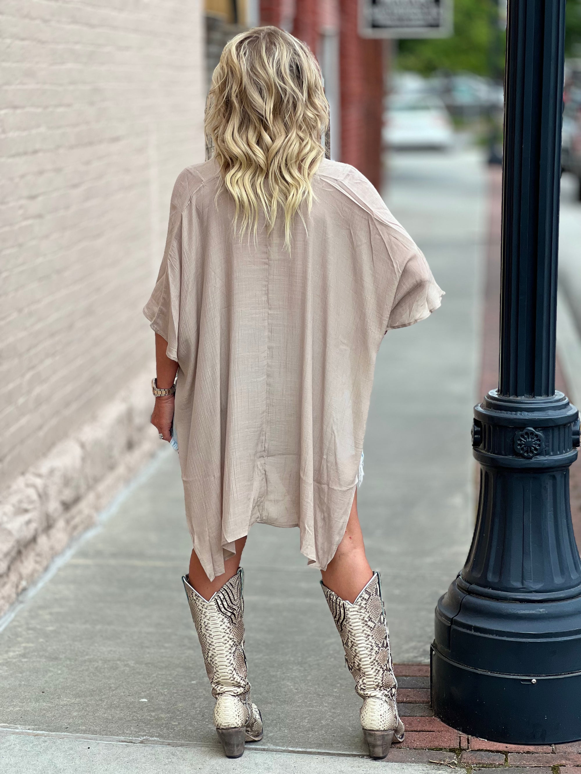 High Low Poncho Top in Taupe