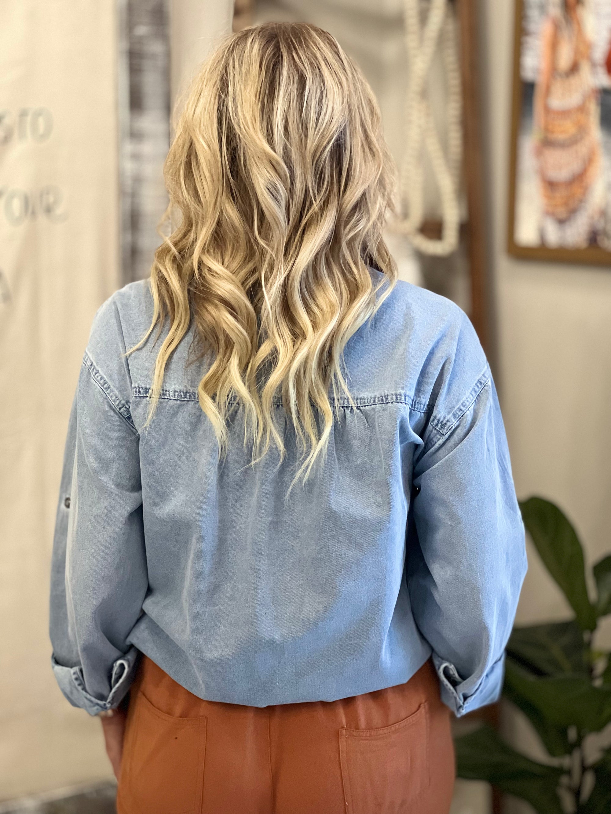 Button Up Denim Crop Top