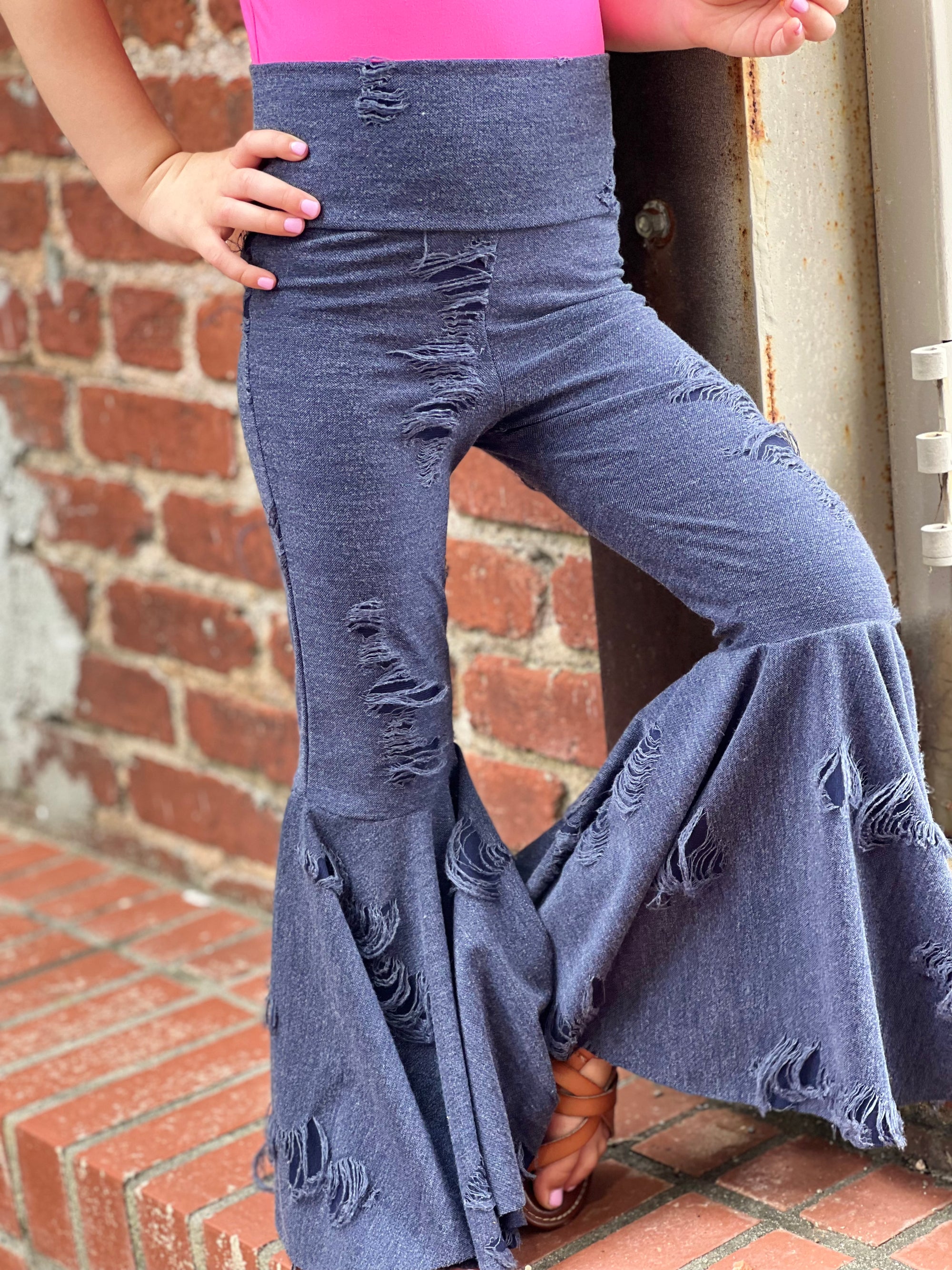 Distressed Bell Bottom Pants
