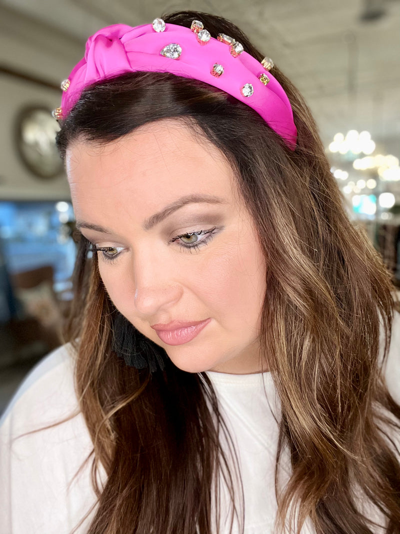 Knotted Jeweled Satin Headband