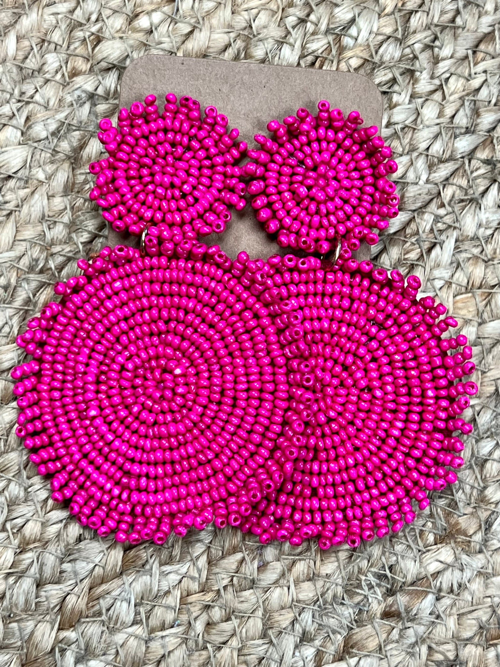 Circle Bead Earrings in Pink