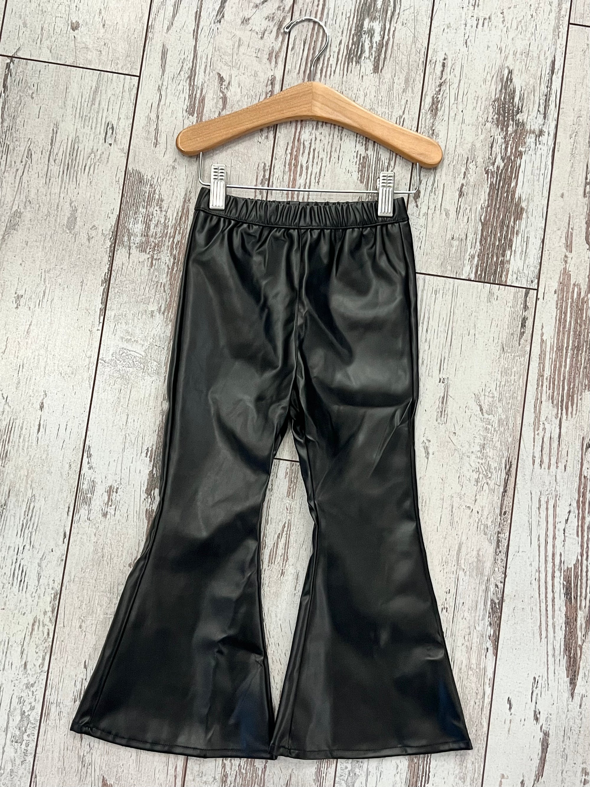 Faux Leather Bell Bottom Pants