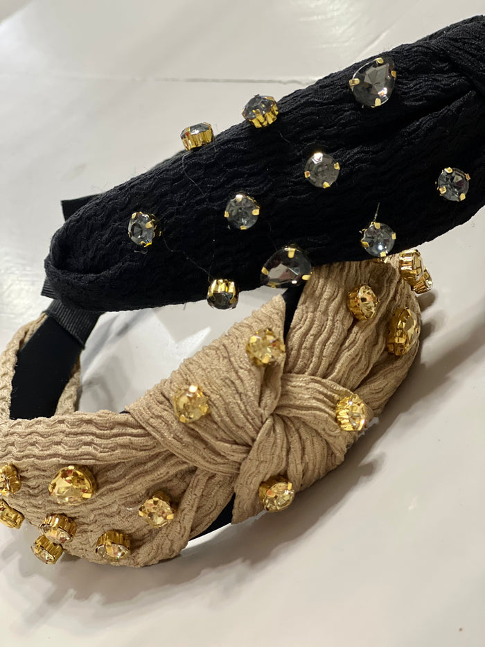 Jeweled Gauze Knotted Headband