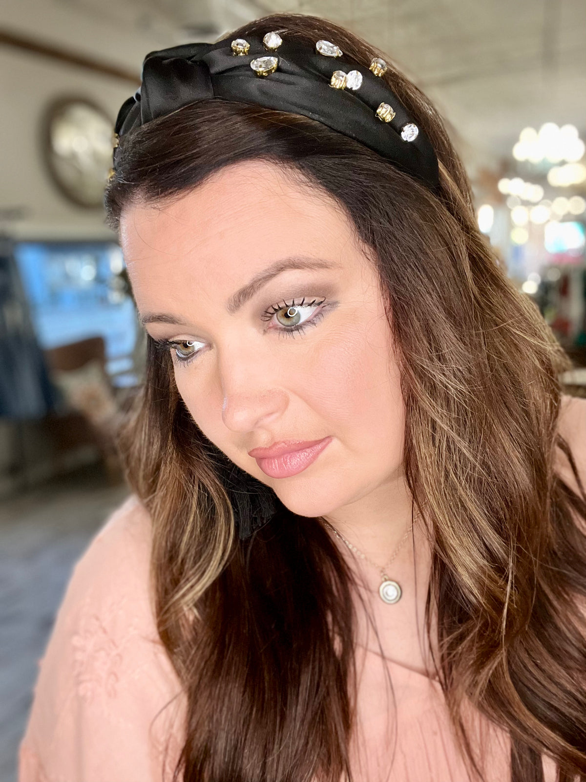 Knotted Jeweled Satin Headband