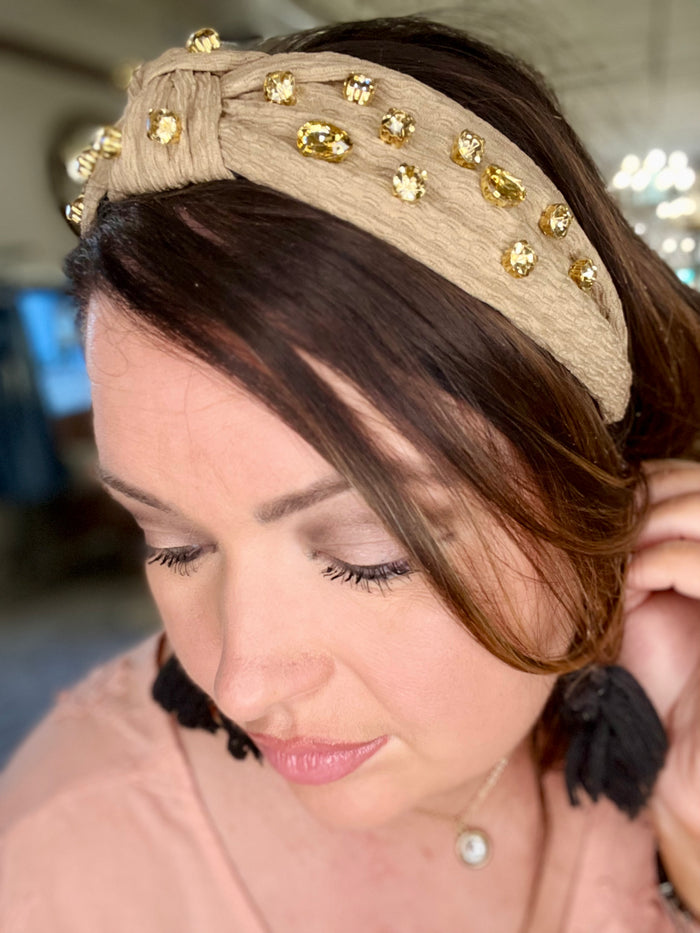 Jeweled Gauze Knotted Headband
