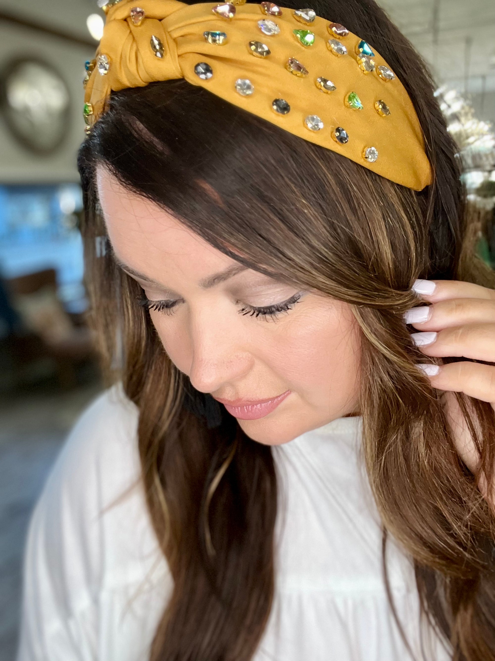 Multi Colored Jewel Knotted Headband