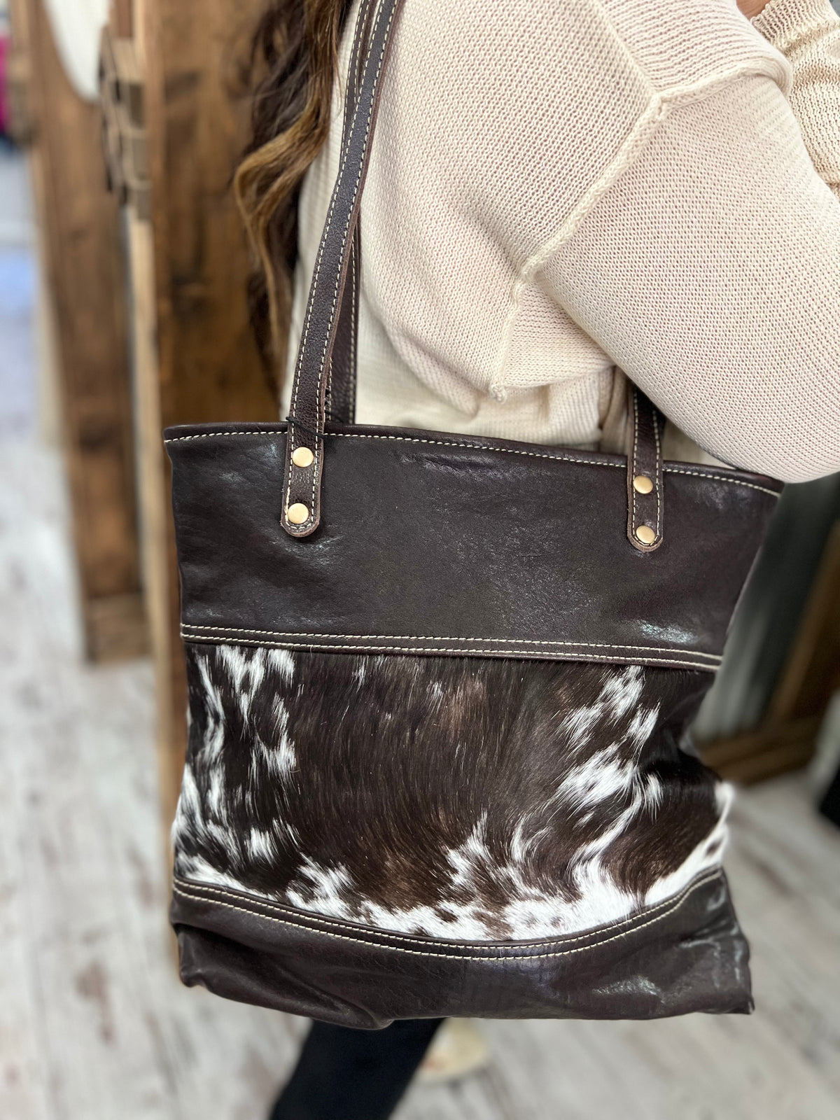 Hairon & Leather Shoulder Bag