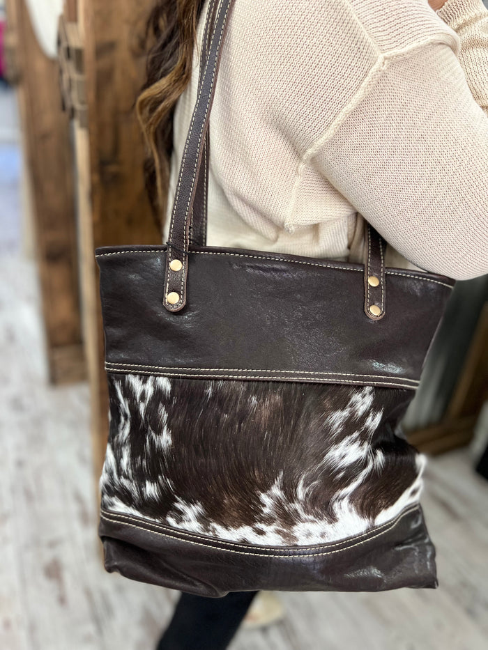 Hairon & Leather Shoulder Bag