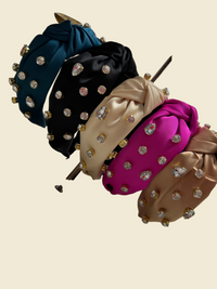 Knotted Jeweled Satin Headband