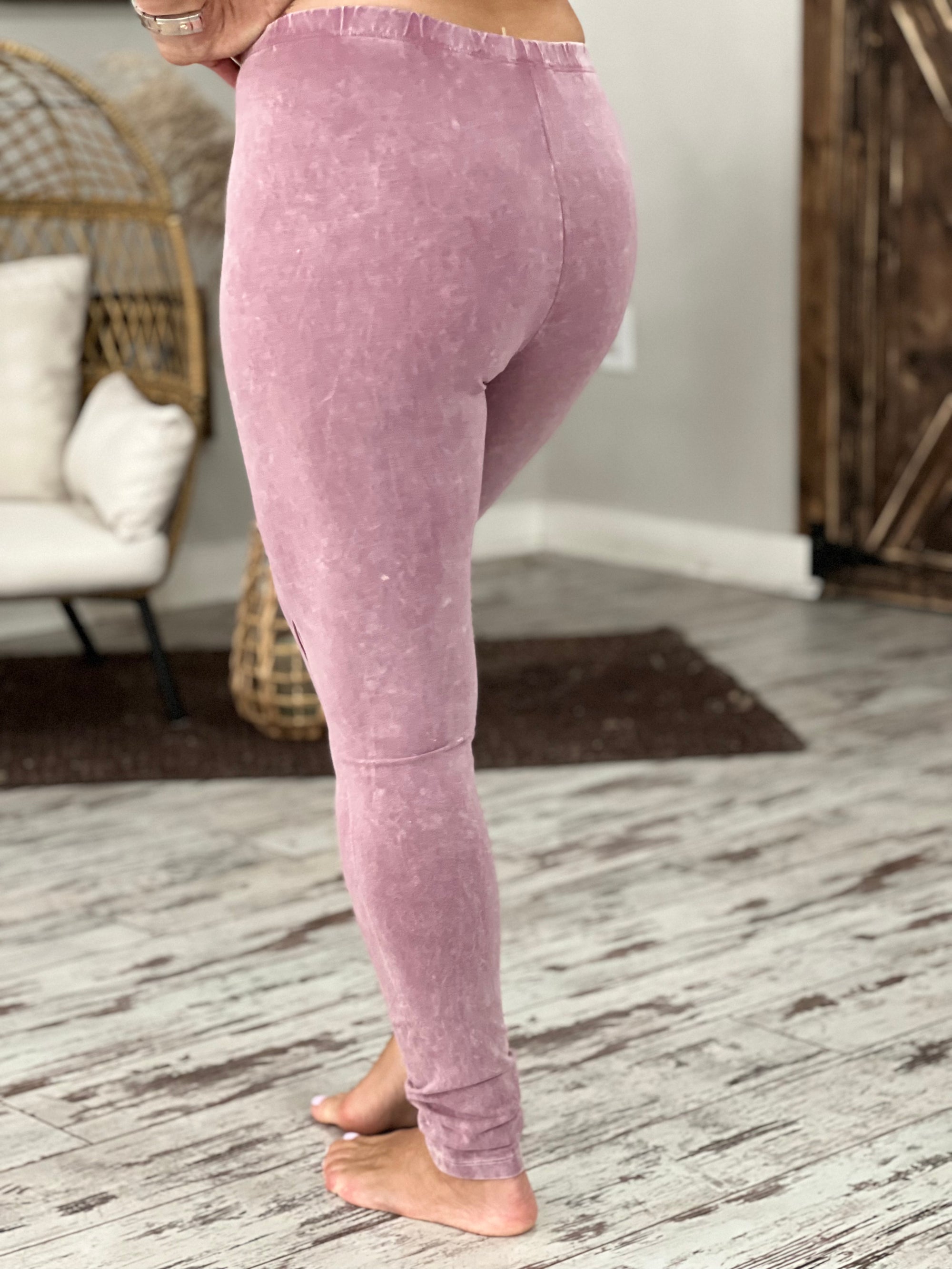 Washed Leggings in Rose Pink - The Rustic Rack Boutique